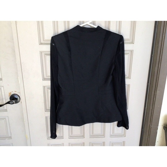 Forever 21 Jacket SzS Black Button Sheer Sleeves Long V Neck Pre-Owned - Picture 2 of 10